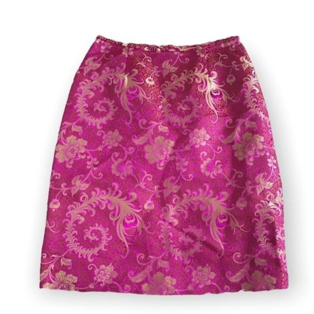Helen wang skirt fuchsia and gold brocade pencil skirt